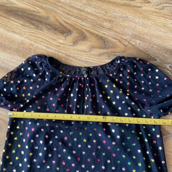 J Crew Pullover Blouse in Rainbow Clip Dot Chiffon - Picture 9 of 13